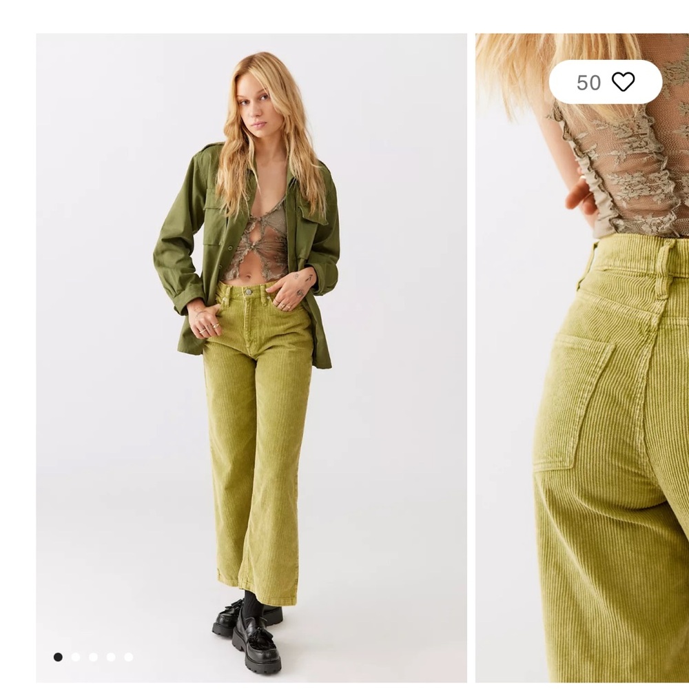 BDG High & Wide Green Corduroy Pants